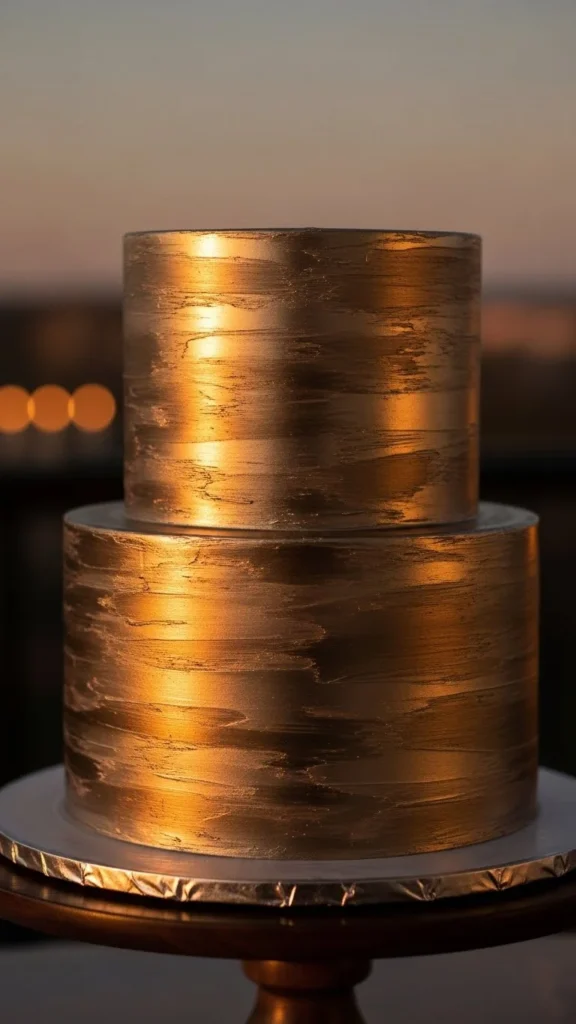 10. Metallic Brushed Cake