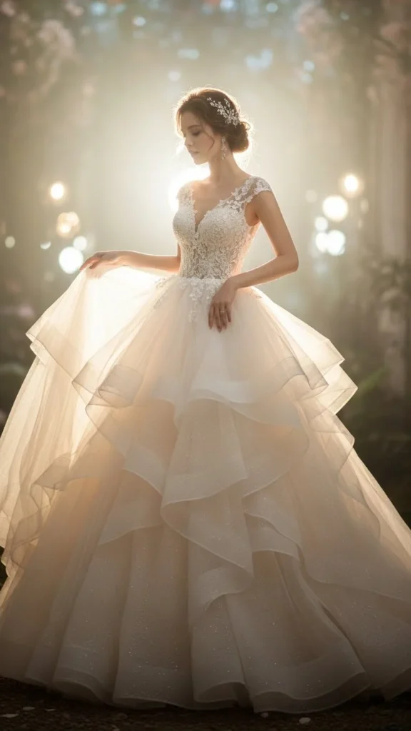 12. Cinderella-Inspired Sparkling Tulle Ball Gown