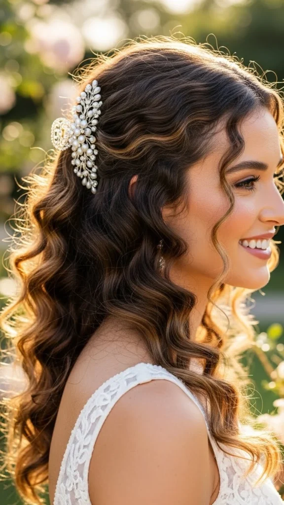 12. Curly Half-Up Clip Style