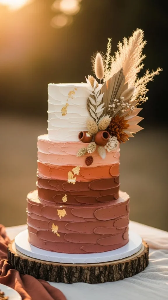 16. Boho Dried Floral Cake