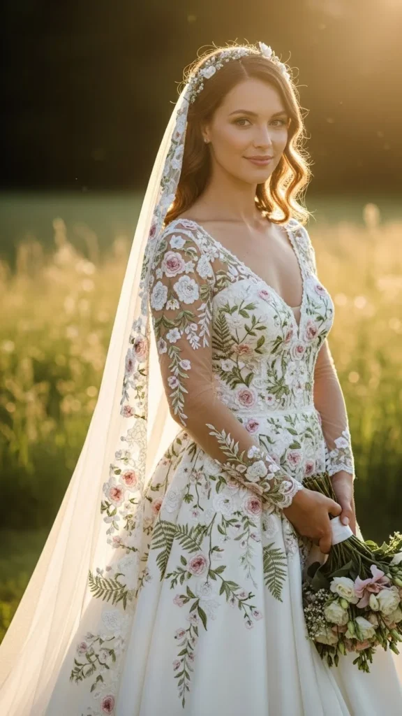 16. Floral Embroidered Tulle Gown