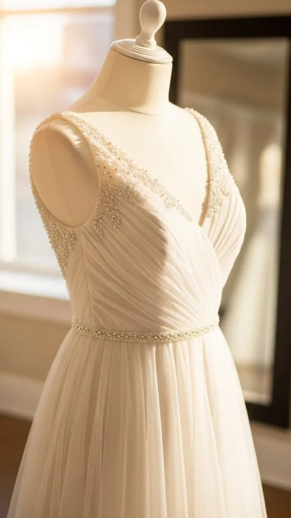 18. V-Neck Tulle Dress With Light Beading