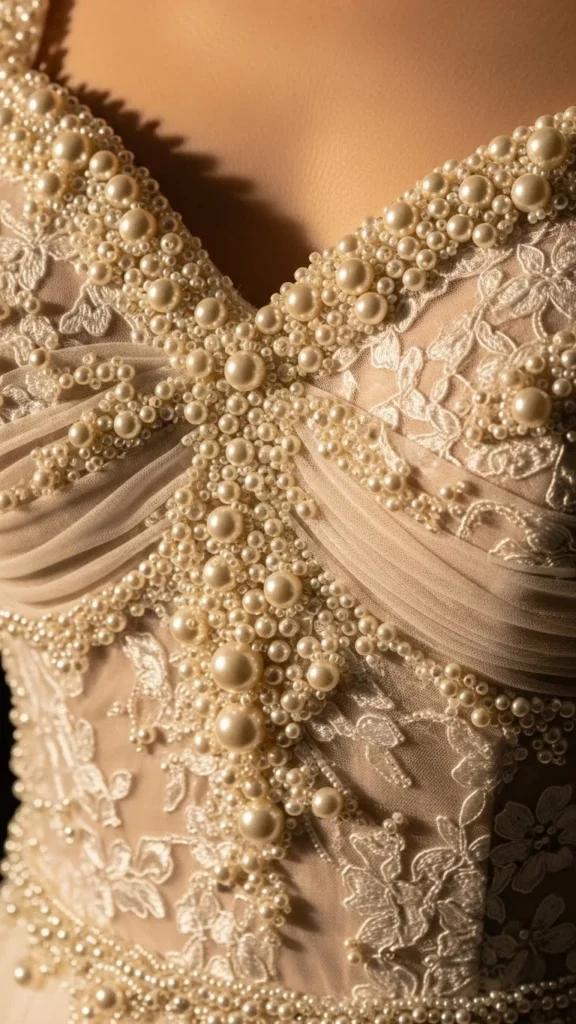 26. Pearl-Accented Gown