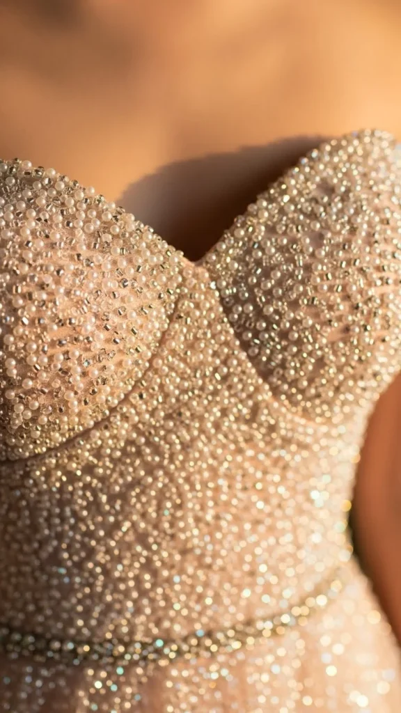 8. Strapless Sweetheart Dress With Subtle Sparkle