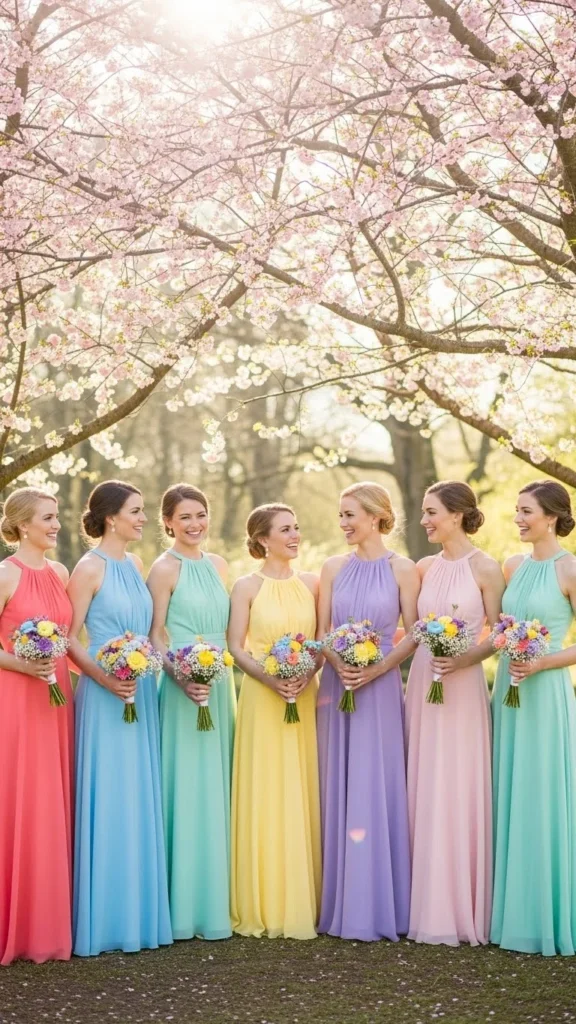 1. Color-Blocked Bridesmaid Dresses