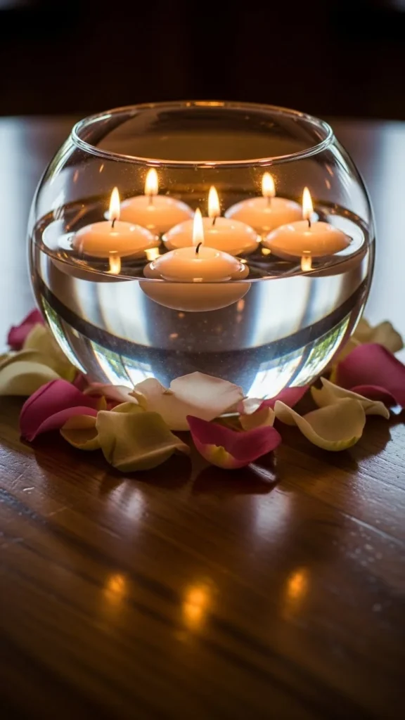 1. Floating Candles in Glass Bowls