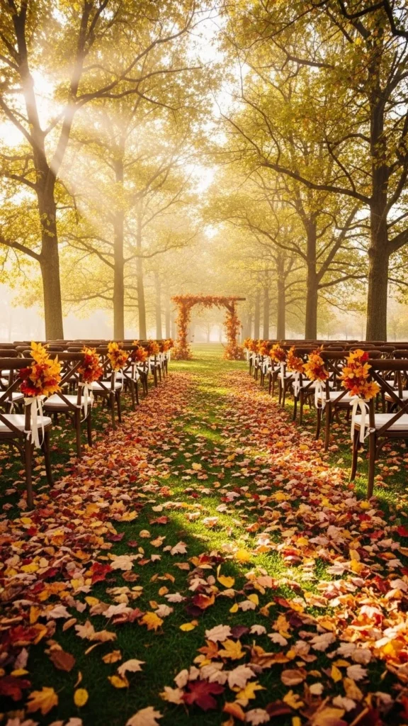 1. Leaf-Lined Ceremony Aisle