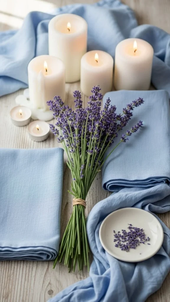 10. Lavender, Soft Blue, and White