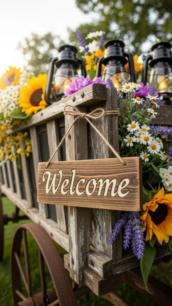 10. Rustic Welcome Wagon Sign