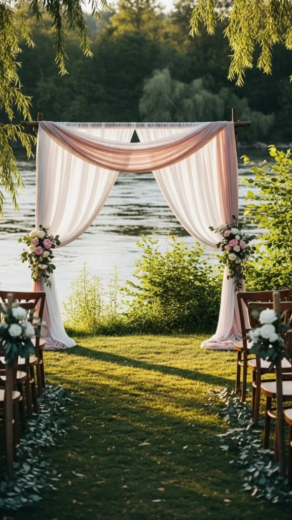11. Riverside Ceremony with Fabric Backdrop