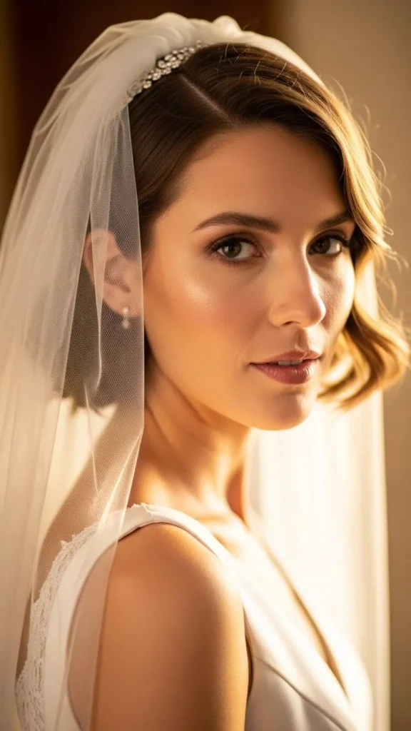 12. Short Hair with Veil Clip