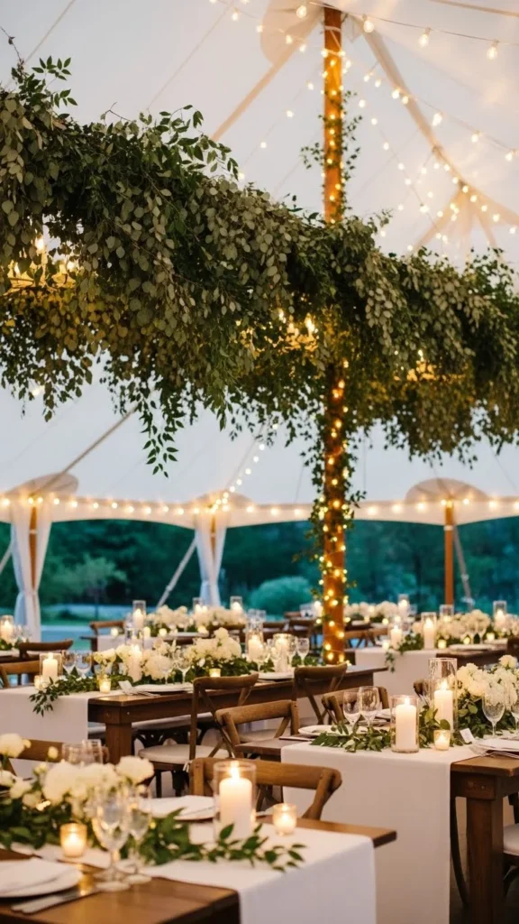 12. Tent Reception with Greenery Ceiling