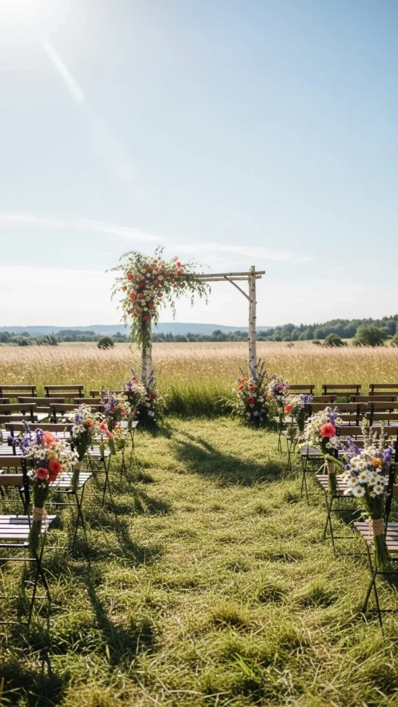 13. Meadow Wedding with Wildflower Bouquets