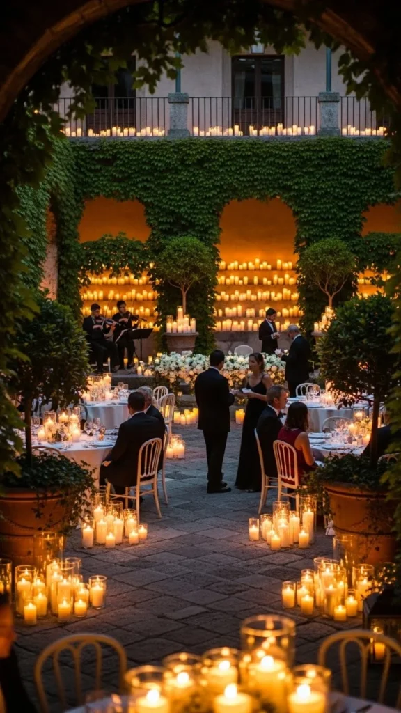 14. Courtyard Wedding with Candle Clusters
