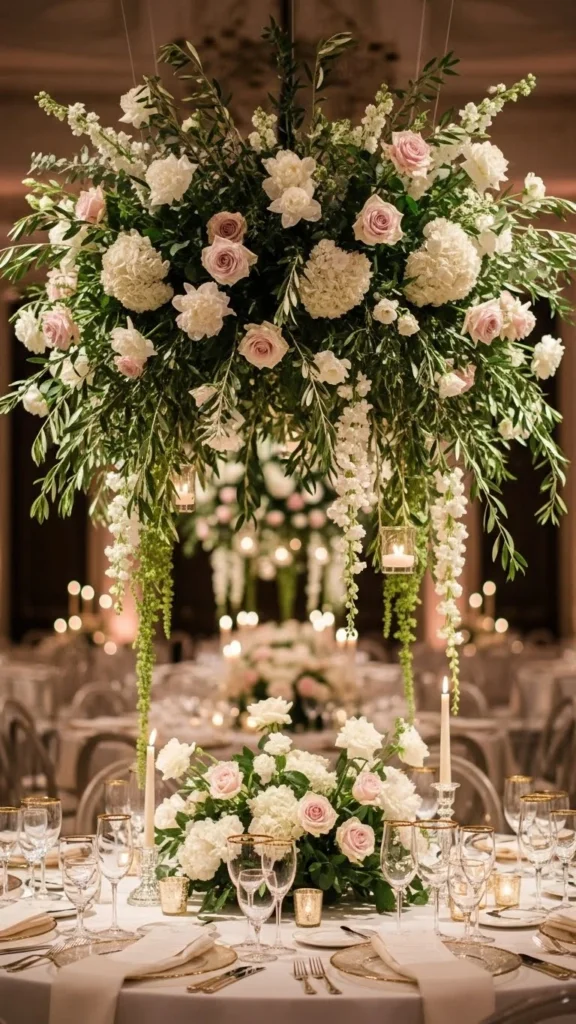 14. Hanging Florals Above Tables