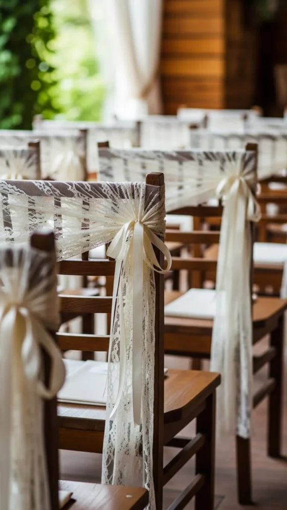 14. Lace and Ribbon Chair Decor