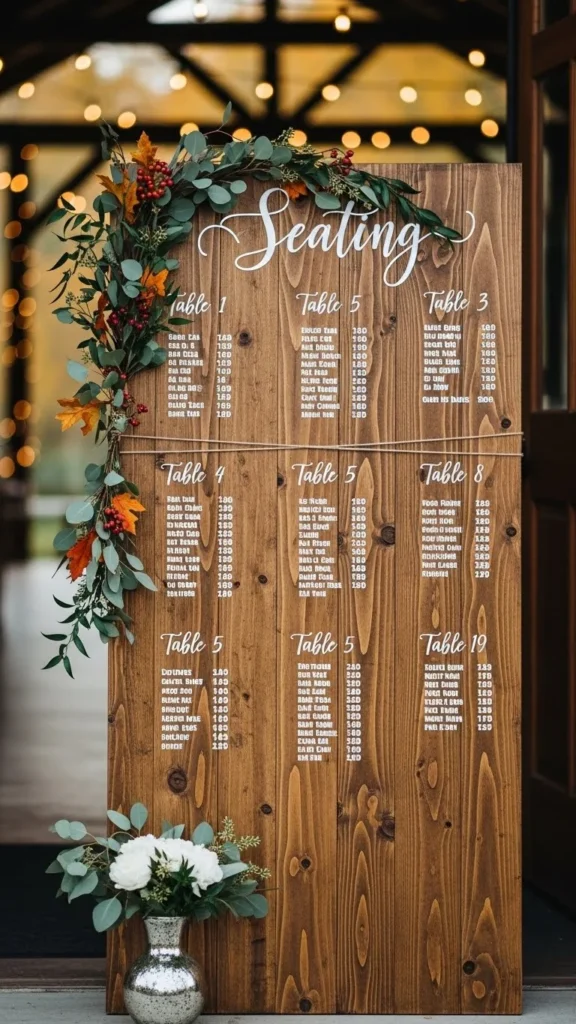 14. Natural Wood Seating Signs