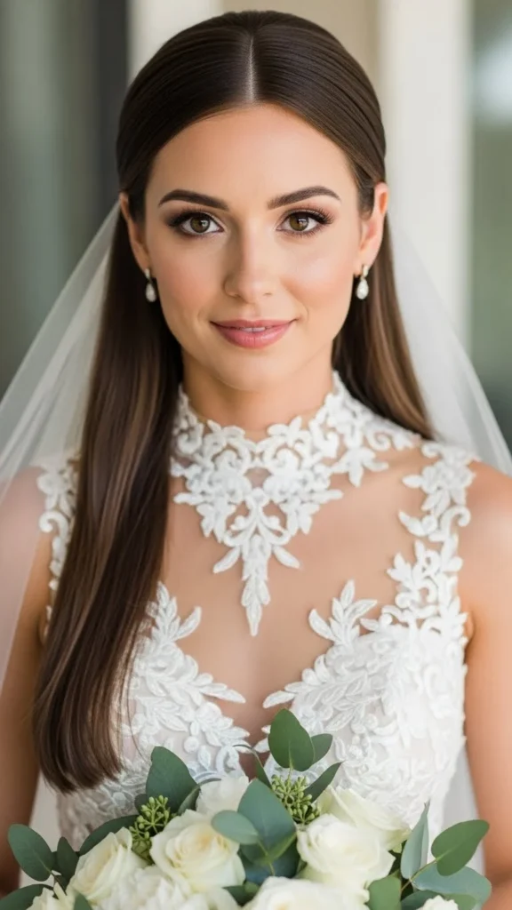 14. Straight Hair with Sleek Part