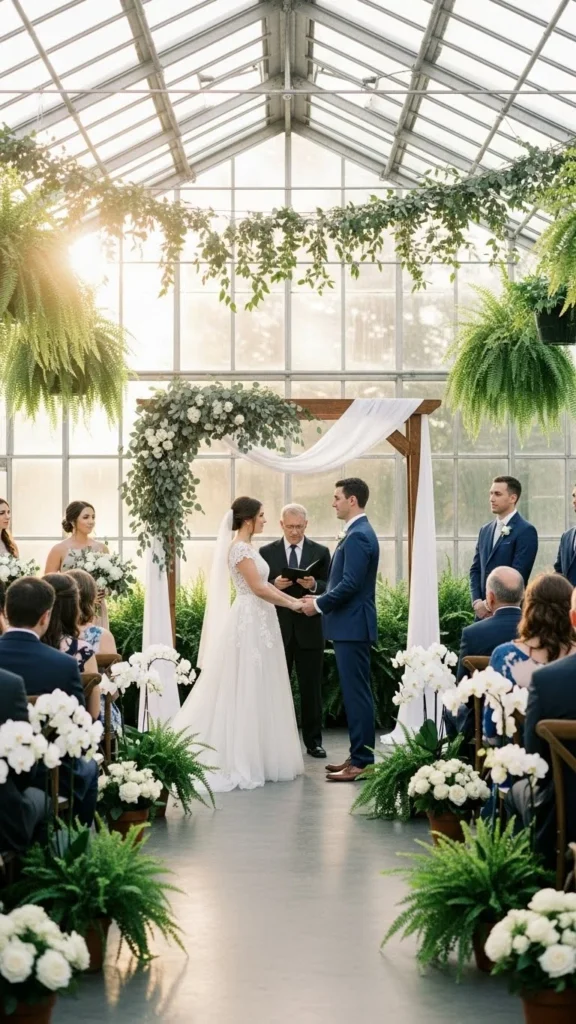15. Greenhouse Wedding with Potted Plants