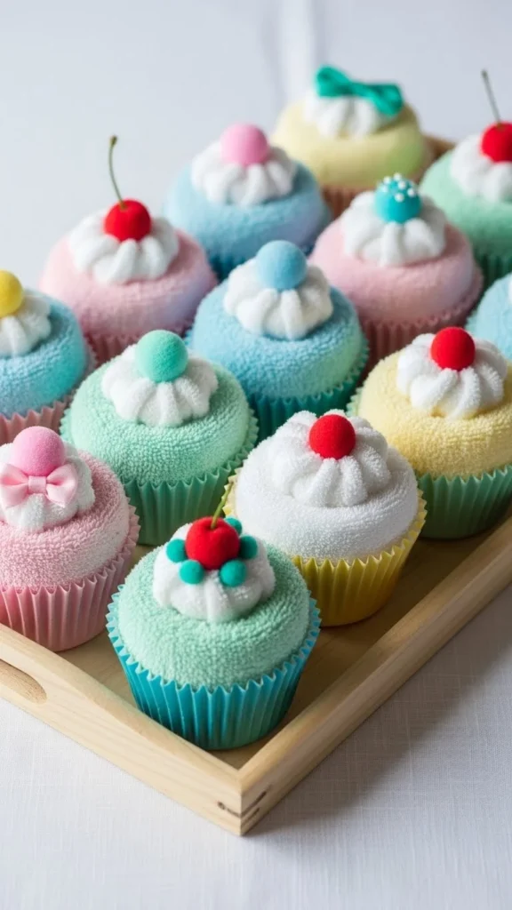 16. Cupcake-Shaped Towel Favors