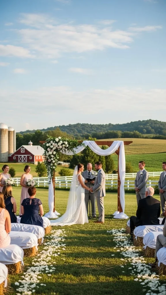 16. Farm Wedding with Hay Bale Seating