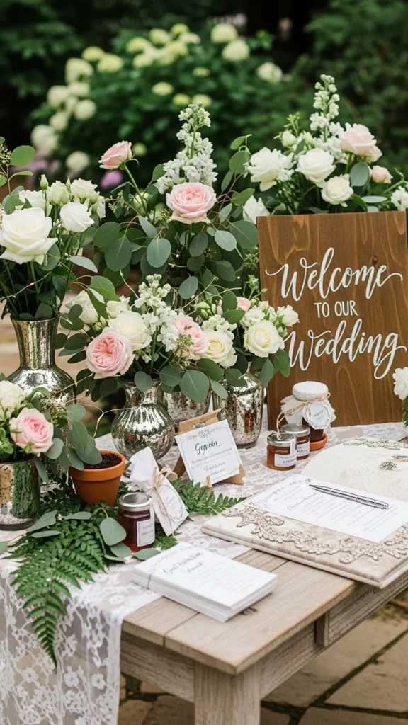 16. Flower-Filled Welcome Table