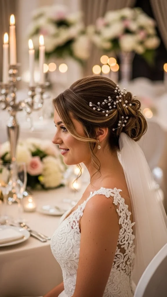 16. Half-Up with Pearl Pins