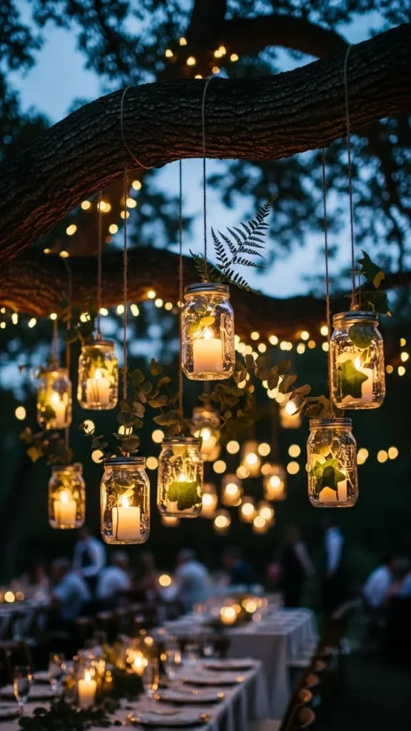 17. Hanging Mason Jar Votives