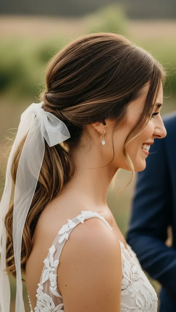 17. Messy Low Pony with Ribbon