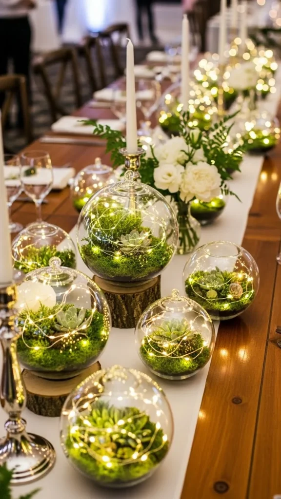 17. Terrarium Globes with Fairy Lights