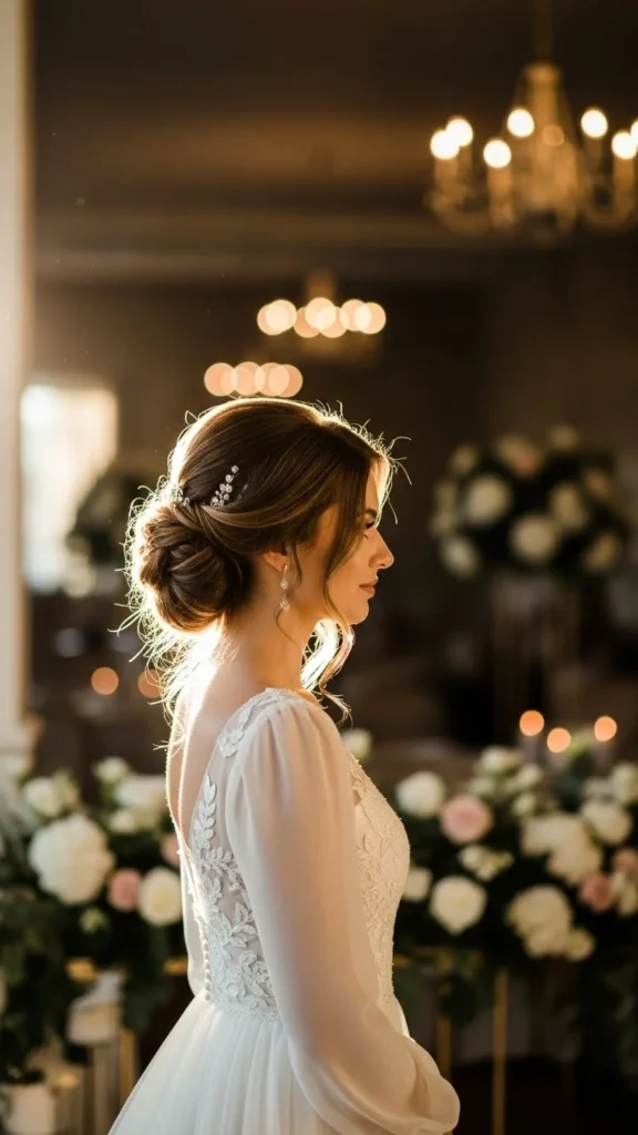 18. Loose Updo with Face-Framing Layers