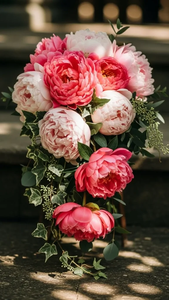 18. Peony and Greenery Cascade
