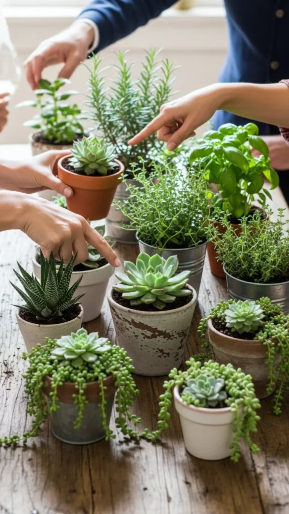 18. “Take a Plant” Favor Table