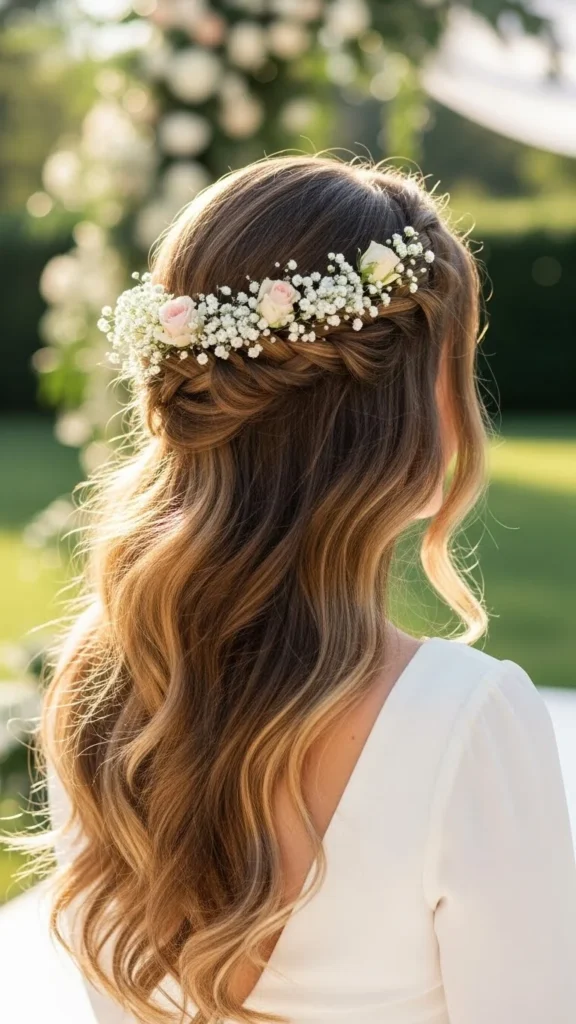 19. Crown Braid with Flowing Hair