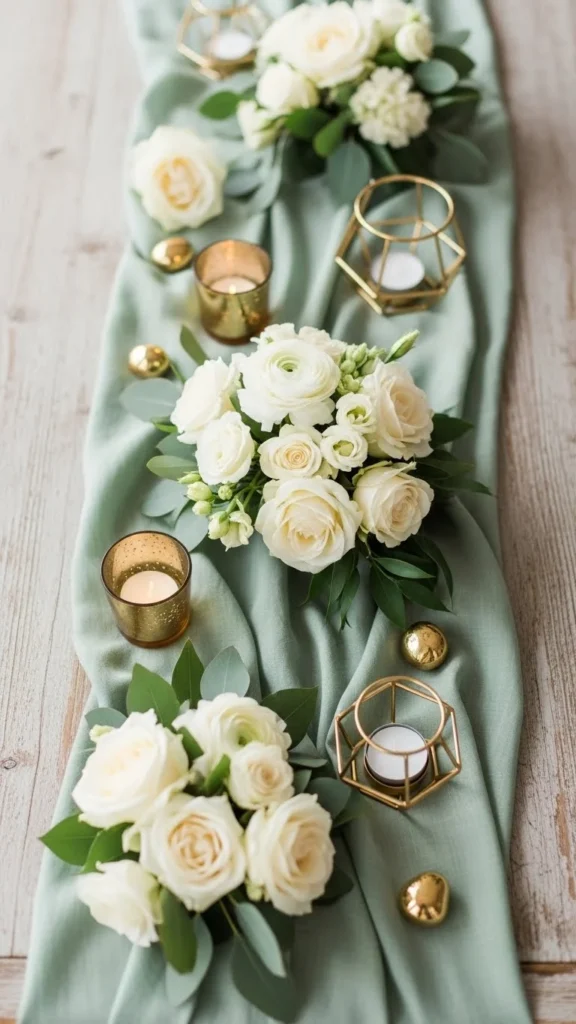 2. Sage Green, Ivory, and Gold