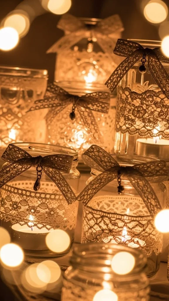 20. DIY Candle Jars with Ribbon