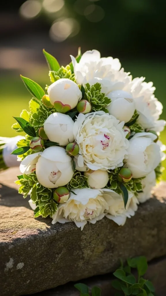 23. White Peony and Greenery