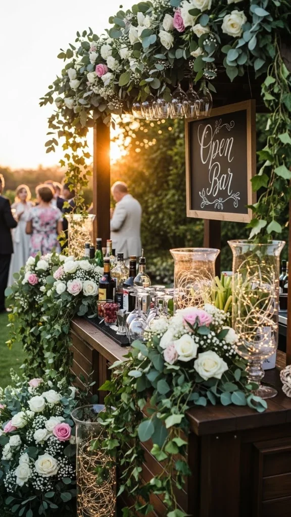 24. Garden Bar with Floral Touches