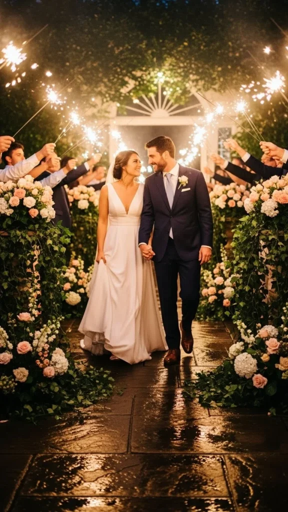 25. End-of-Night Sparkler Exit with Flowers