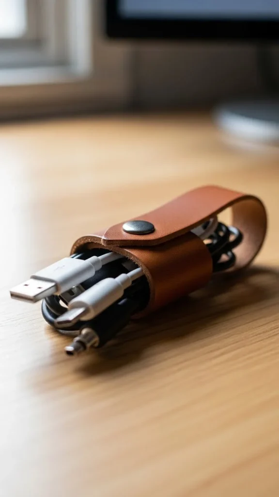 25. Leather Cord Organizers