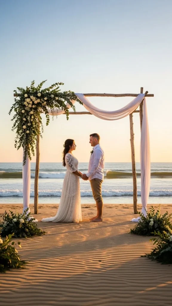 3. Beach Ceremony with Driftwood Arch