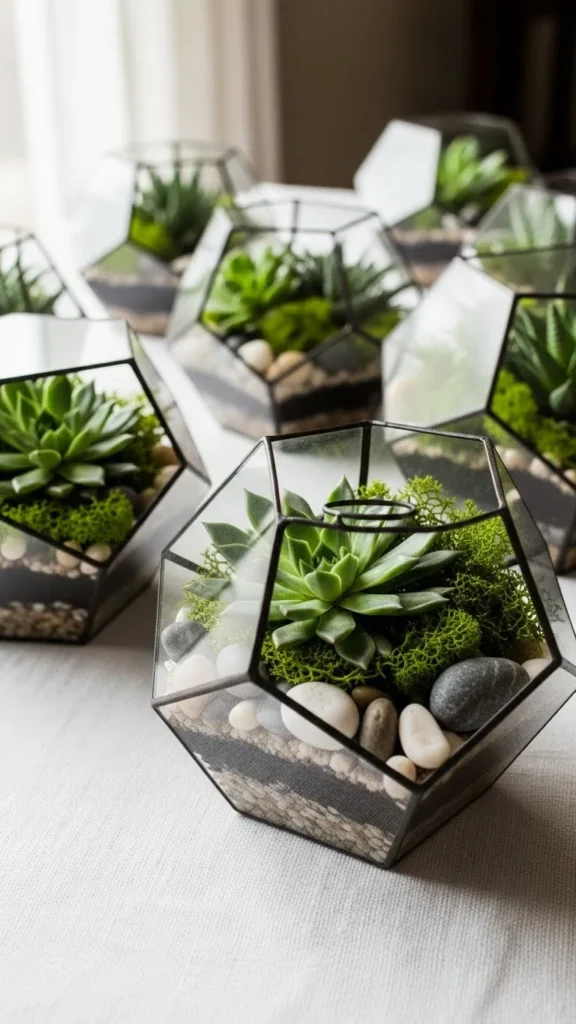 3. Succulent Arrangements in Geometric Terrariums