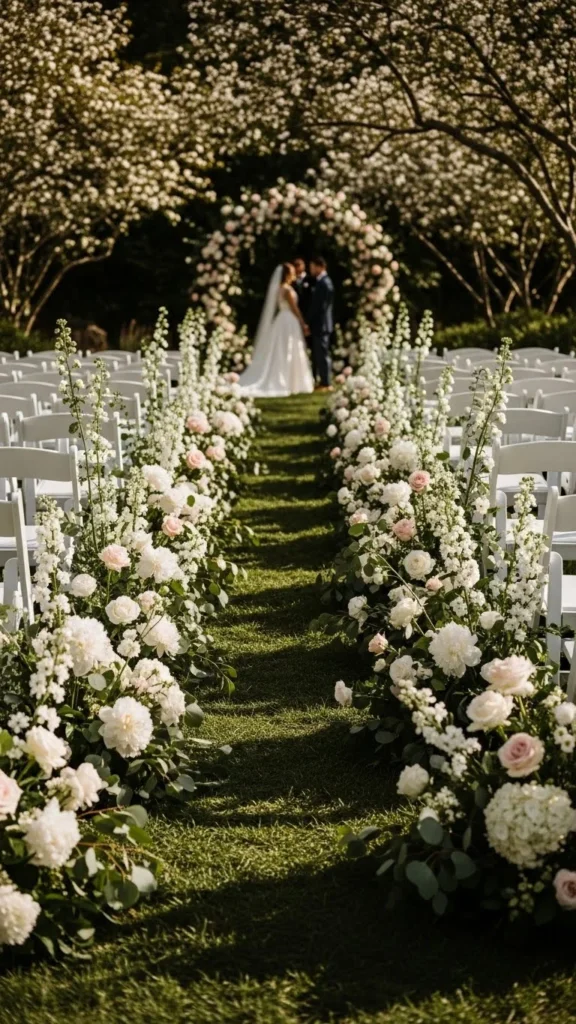 4. Garden Wedding with Floral Aisle