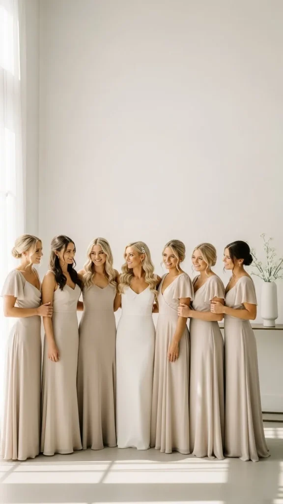 4. Monochrome Bridesmaid Dresses