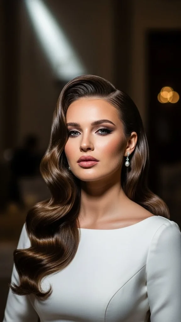 4. Side-Swept Hollywood Waves