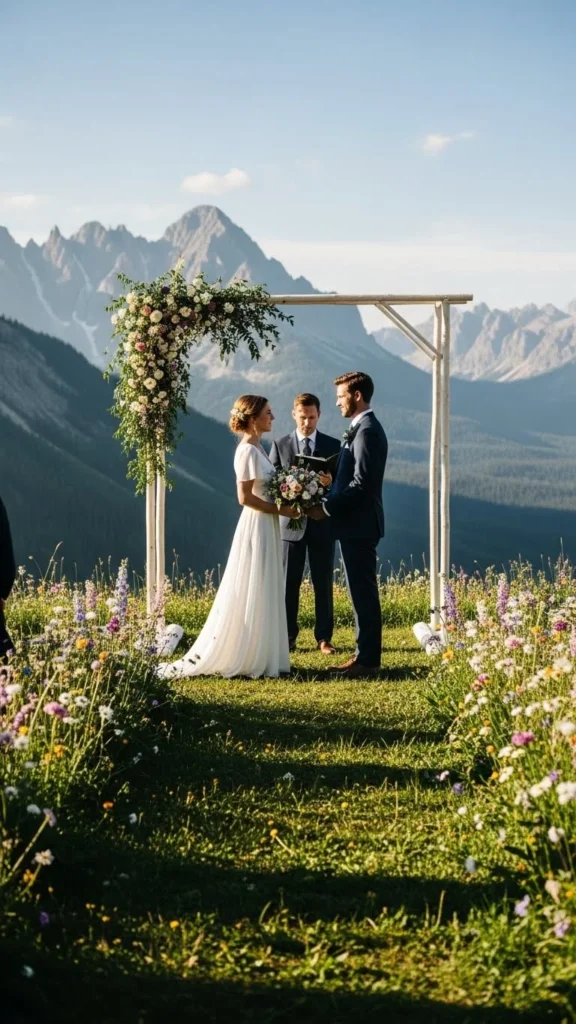 5. Mountain View Ceremony with Wooden Archx