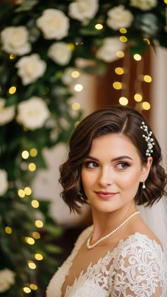 5. Short Hair with Pearl Pins