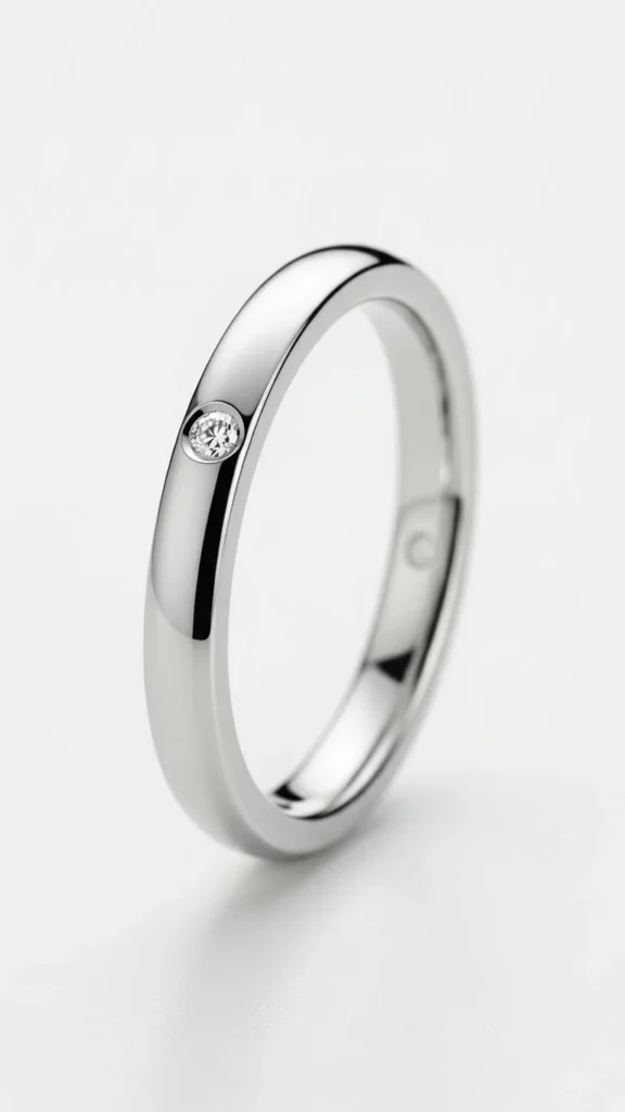 6. Minimalist Band with Hidden Diamond