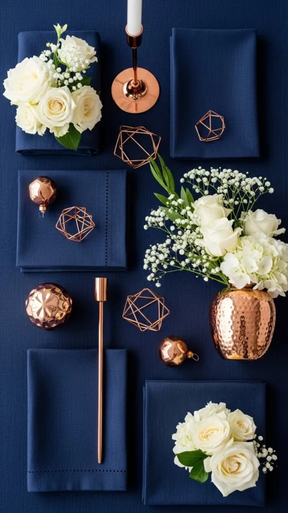 7. Navy, Copper, and Cream