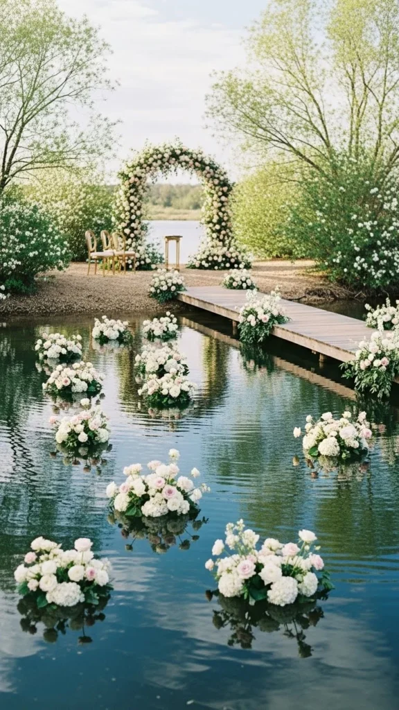8. Lakeside Ceremony with Floating Florals